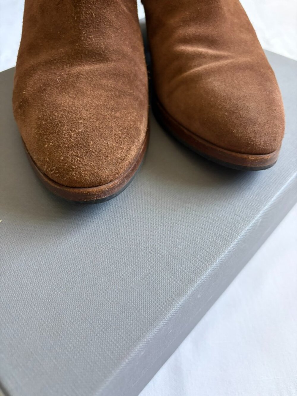 Aquatalia Farin Brushed Oil Weatherproof Brown Chestnut Suede Ankle Boots - Picture 4 of 8